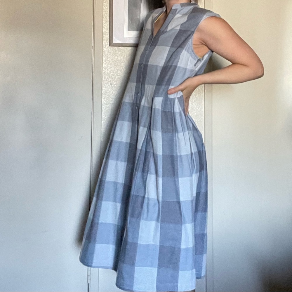 PENDLETON Women Size 14 Plaid Cotton Fit Flare 1/3 Button Dress Sleeveless